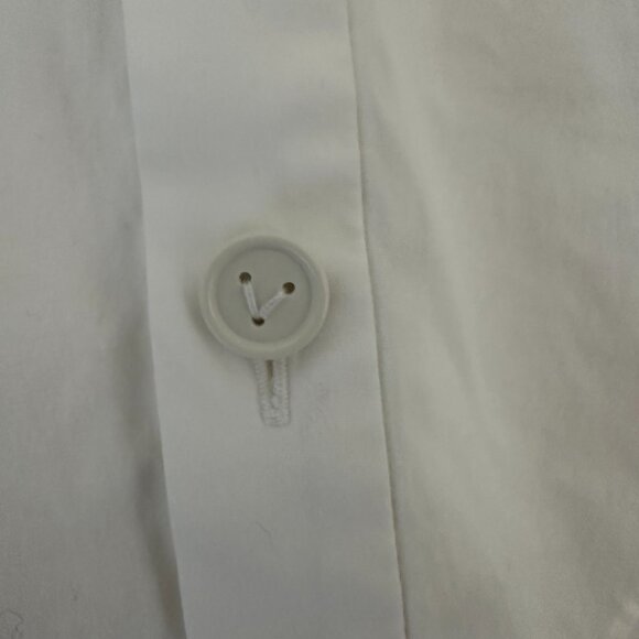 Bottega Veneta Size 4 White Collared Button Down Poplin Shirt with Triangle Back - Picture 5 of 11